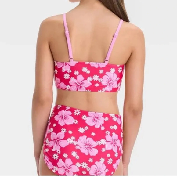 Art Class Girls' Simply Hibiscus One Piece Swimsuit Pink L (10/12) NWT - Picture 7 of 8